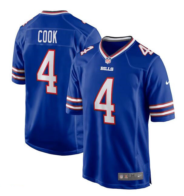 Men's Buffalo Bills #4 James Cook Blue Stitched Game Football Jersey